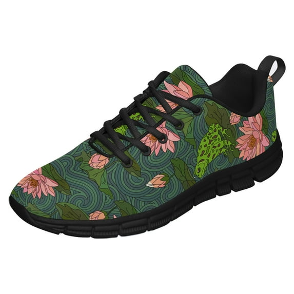 Frogs Shoes for Men Women Running Sneakers Breathable Casual Sport Tennis Shoes Gift for Him Her Black Size 4.5