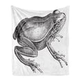 thumbnail image 1 of Frogs Soft Flannel Fleece Blanket, Sketchy Vintage Engraved Style Drawing of Biology Amphibian Fauna Animal, Cozy Plush for Indoor and Outdoor Use, 50" x 60", Charcoal Grey and White, by Ambesonne, 1 of 5