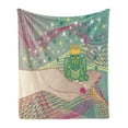 thumbnail image 1 of Frogs Soft Flannel Fleece Throw Blanket, Amphibian Animal Prince on Girls Hand Swirling Lines and Stars Fairytale Themed, Cozy Plush for Indoor and Outdoor Use, 60" x 80", Multicolor, by Ambesonne, 1 of 5