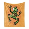 thumbnail image 1 of Frogs Soft Flannel Fleece Throw Blanket, Aztec Inspired Amphibian Animal, Cozy Plush for Indoor and Outdoor Use, 70" x 90", Apricot Lime Green, by Ambesonne, 1 of 5