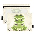 thumbnail image 1 of Frogs Stack on Each Other 2 Pack Pencil Pouch for 3 Ring Binder Smooth Zipper Folders with Pockets Clear Window Pencil Case, 1 of 6