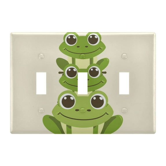 Frogs Stack on Each Other Light Switch Plate Covers 3 Gang Wall Plate Plastics Outlet Covers for Kitchen Home Office Decor