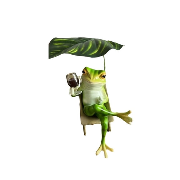Frogs Statue Sitting On Recliner Resin Figurine Perfect For Living Room Office Wine Tasting Sculpture