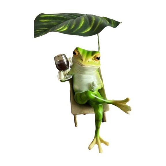 Frogs Statue Sitting On Recliner Resin Figurine Perfect For Living Room Wine Tasting Sculpture