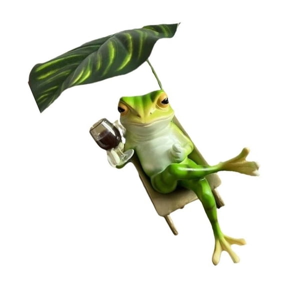 Frogs Statue Sitting On Recliner Resin Figurine Perfect For Living Room Wine Tasting Sculpture