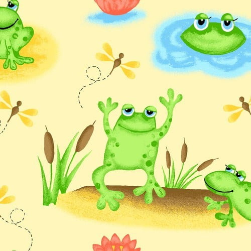 Frogs and Dragonflies Flannel Fabric (1 yard)