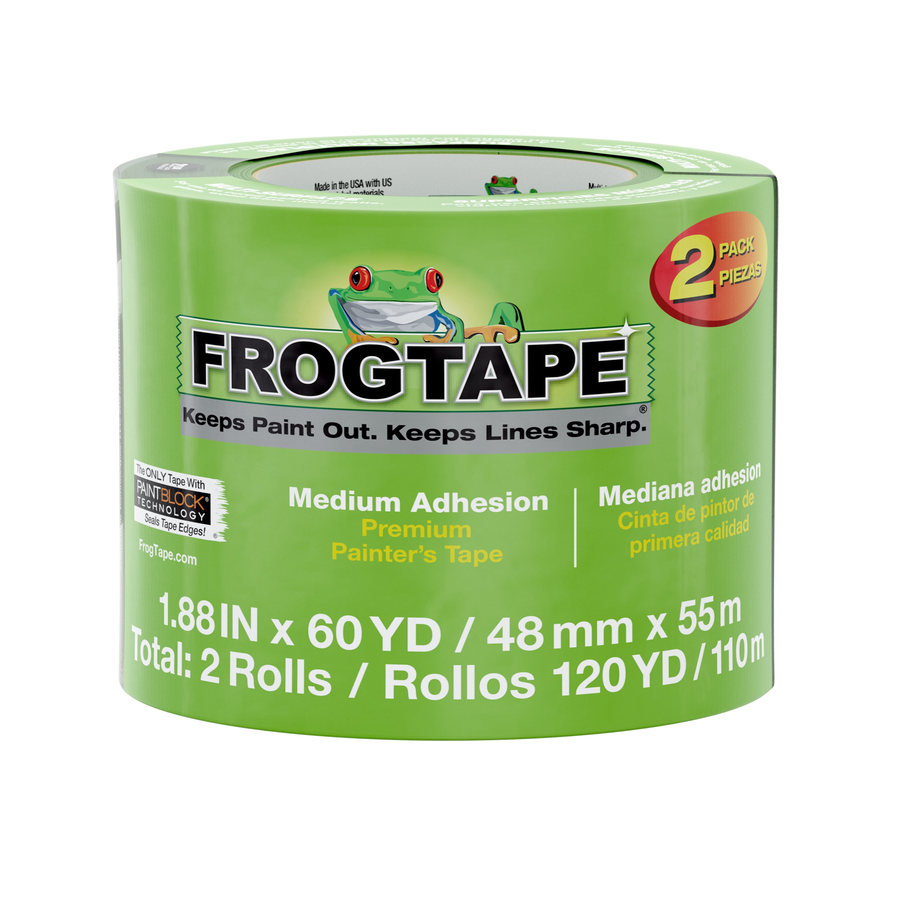 Frogtape 1.88 in. x 60 yd. Green Multi-surface Painter's Tape, 2 Pack