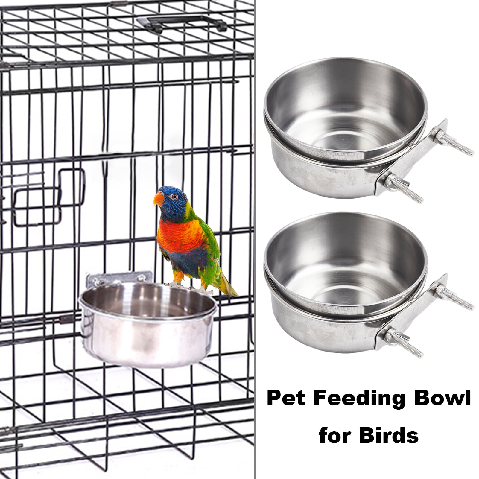 Photo inspiration: Compact Parrot Shades Stainless Reference: Frogued 1 2Pcs Small Bird Cage Feeding Bowl With Clamp