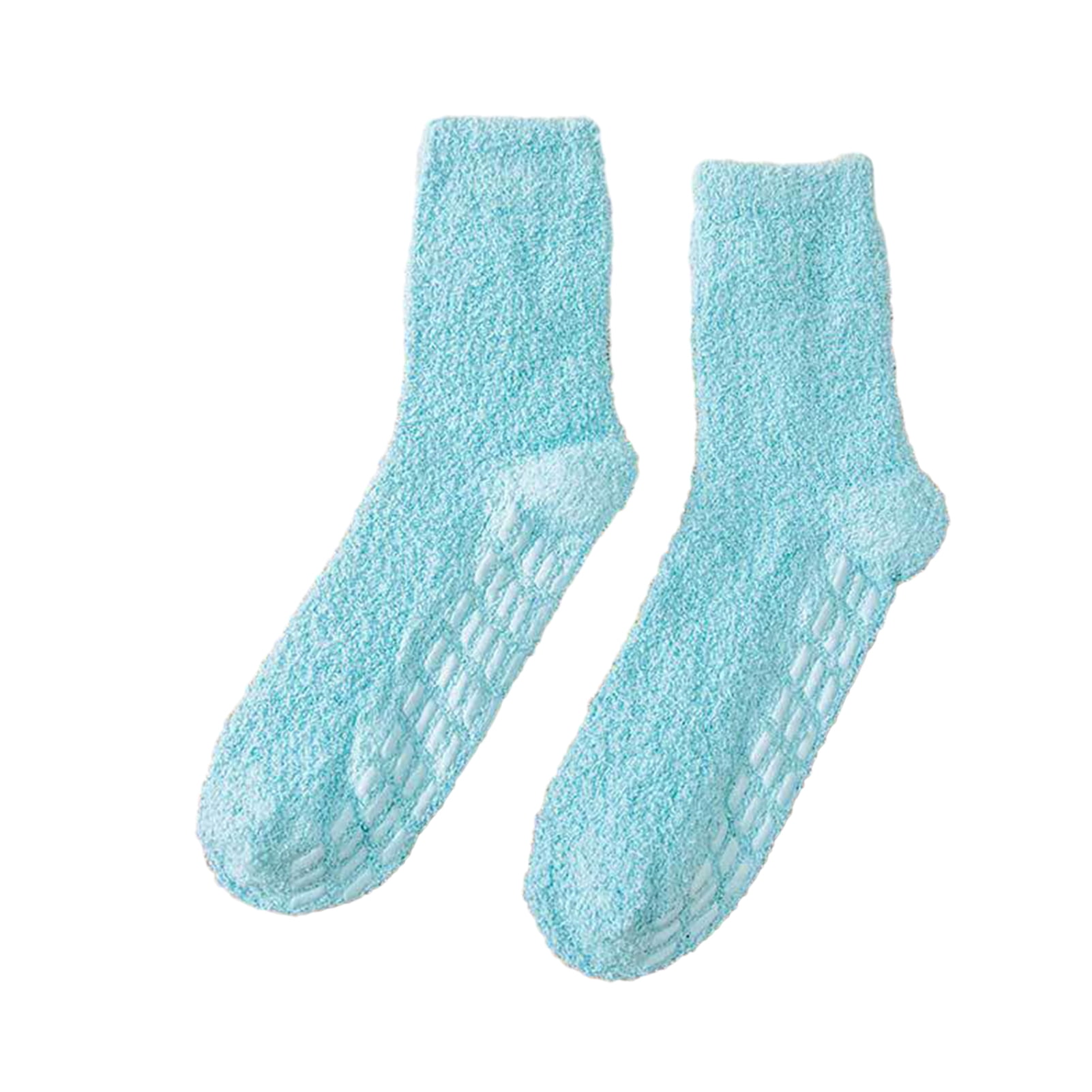 Frogued 1 Pair Fuzzy Socks with Non-Slip Grips Super Soft Breathable Cold  Protection Winter Warm Cozy Plush Slipper Socks Lake Blue