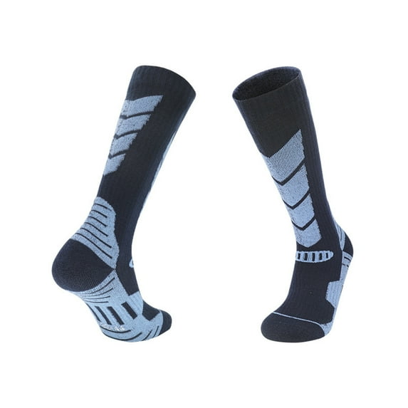 Frogued 1 Pair Ski Socks Elastic Lock Temperature Sweat Absorption Warm Feet Thickened Terry Outdoor Sports Socks for Winter Sports Dark Blue,M