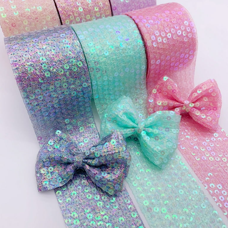 Frogued 1 Roll Wrap Ribbon Colorful Sequins Polyester Sparkly DIY Organza  Ribbons for Gift Wrapping (Light Pink) 