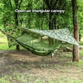 thumbnail image 1 of Frogued 1 Set Triangular Sun Shade Waterproof Temperature Resistant Folding UV-Proof Outdoor Camping Hammock Beach Awning Canopy Hiking Supply (Army Green,B), 1 of 13