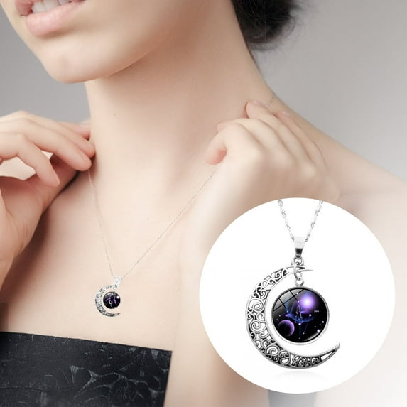 Frogued 12 Constellation Half Moon Zodiac Sign Astrology Horoscope Pendant Necklace (Gemini)