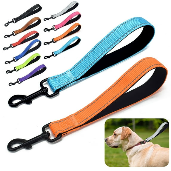 Frogued 12 Inches Short Dog Leash Heavy Duty Traffic Leashes with Carabiner Clip Reflective Nylon Dog Lead with Padded Handle for Large Medium Dogs (Grass Green)
