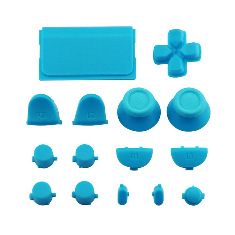 Frogued 15Pcs Set Replacement Parts Solid Color Buttons Kit for PS4 Controller Gamepad Light Blue