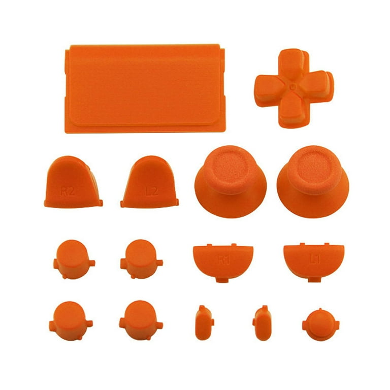 Frogued 15Pcs Set Replacement Parts Solid Color Buttons Kit for PS4 Controller Gamepad Orange