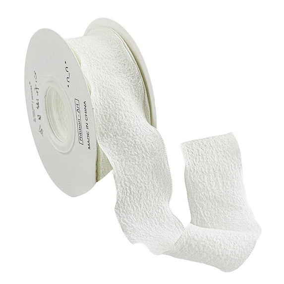Frogued 2.5/4cm Gift Packing Ribbon Ruffle Wavy Edges Textured Overlock Soft Pure Color Bouquet Wrapping Ribbon Valentine's Day Supplies (White,2.5cm)