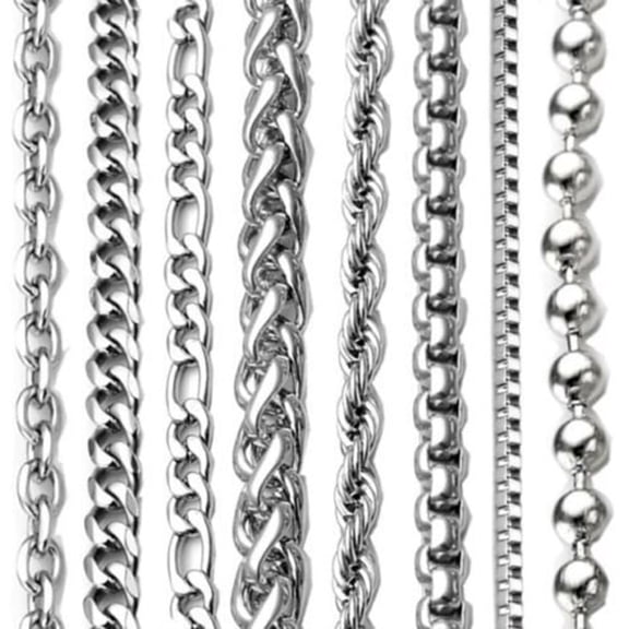 Frogued 2-9mm Men's Women's Stainless Steel Silver Plated Twist Link Chain Necklace (Ball Chain,18 inch-2mm)