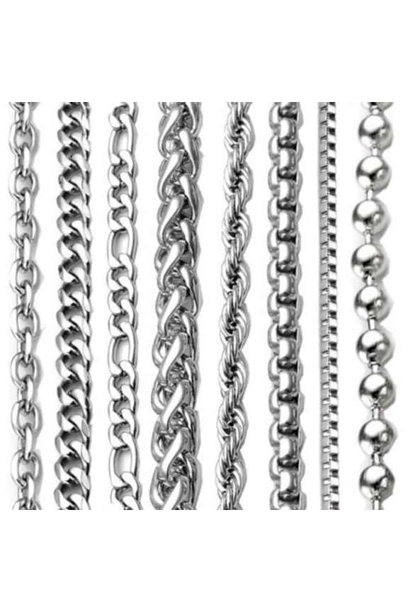 2-9mm Men's Women's Stainless Steel Silver Plated Twist Link Chain Necklace (Ball Chain,26 inch-2mm)