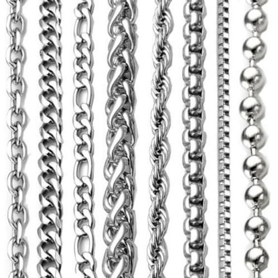 Frogued 2-9mm Men's Women's Stainless Steel Silver Plated Twist Link Chain Necklace (Hexagonal,26 inch-5mm)