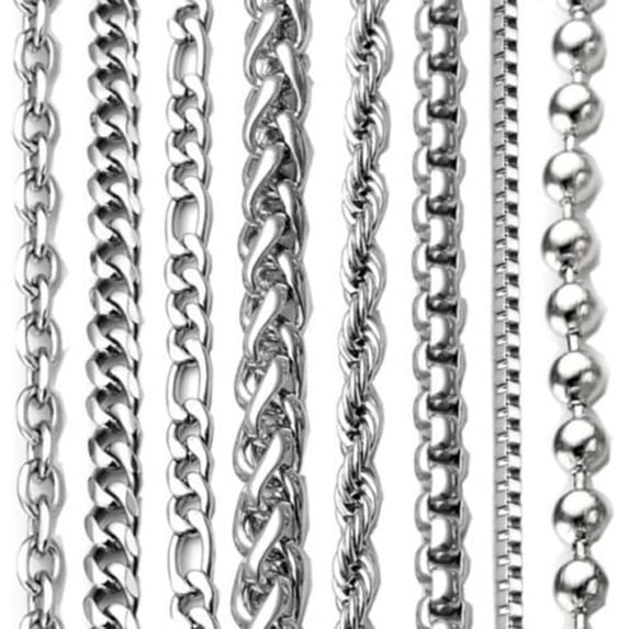 Frogued 2-9mm Men's Women's Stainless Steel Silver Plated Twist Link Chain Necklace (Square Box Chain,21 inch-2mm)