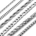 thumbnail image 1 of Frogued 2-9mm Men's Women's Stainless Steel Silver Plated Twist Link Chain Necklace (Wheat Chain,18 inch-6mm), 1 of 13
