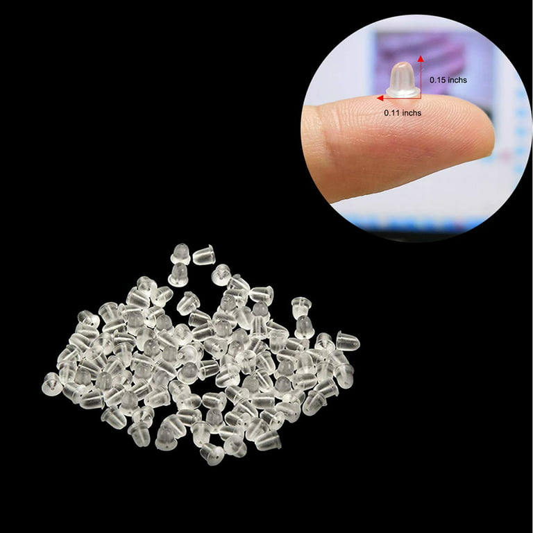 Frogued 200Pcs Replacement DIY Soft Clear Silicone Earring Safety Backs  Clutch Stopper (Transparent,200pcs) 