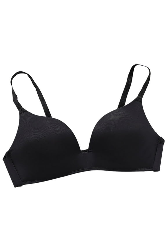 3/4 Cup Pads Wire Free Adjustable Shoulder Straps Lady Bra Seamless Push Up Thin Underwear (Black,32A)