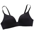 thumbnail image 1 of Frogued 3/4 Cup Pads Wire Free Adjustable Shoulder Straps Lady Bra Seamless Push Up Thin Underwear (Black,34A), 1 of 13
