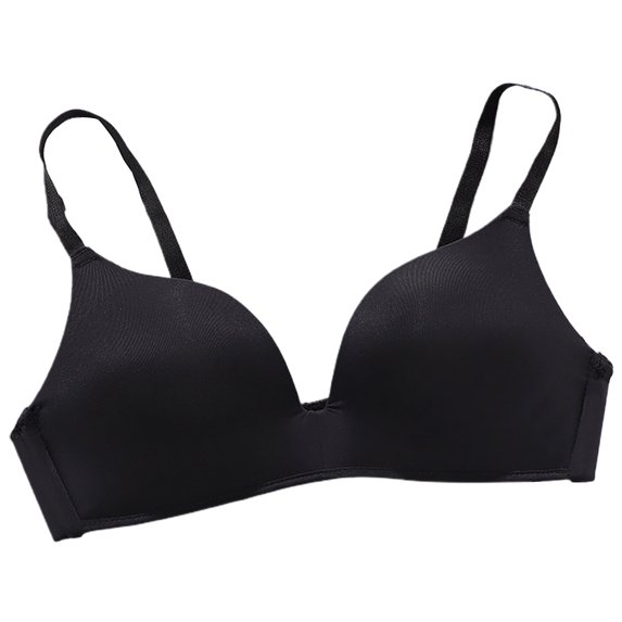 Frogued 3/4 Cup Pads Wire Free Adjustable Shoulder Straps Lady Bra Seamless Push Up Thin Underwear (Black,34A)