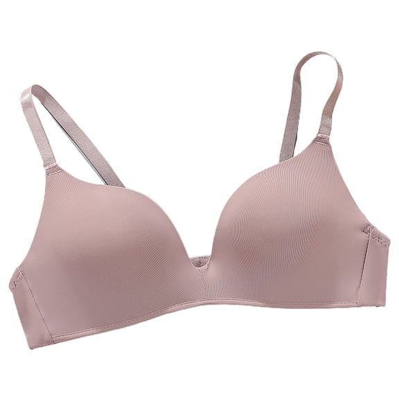 Frogued 3/4 Cup Pads Wire Free Adjustable Shoulder Straps Lady Bra Seamless Push Up Thin Underwear (Coffee,32A)
