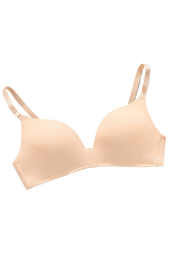 3/4 Cup Pads Wire Free Adjustable Shoulder Straps Lady Bra Seamless Push Up Thin Underwear (Skin Color,34A)