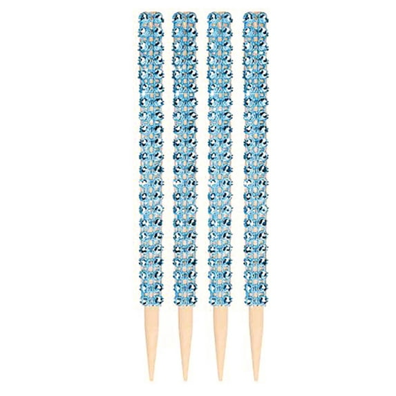 Frogued 4Pcs Apples Stick Xmas Theme Shiny Decorative Wooden Bling Candy Apples Fruit Bamboo Sticks Festival Supplies (Light Blue)