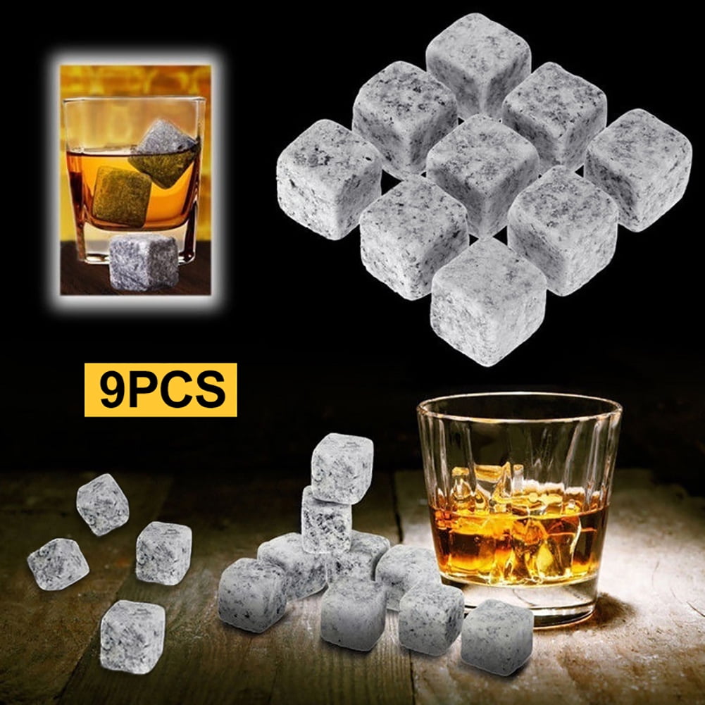 Frogued 9Pcs Reusable Whiskey Stones Chillers Wine Drinks Cooler Ice