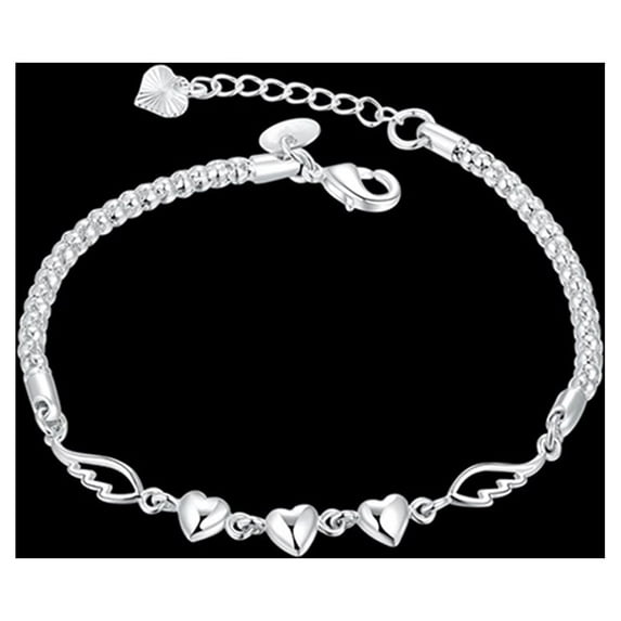 Frogued Adjustable Bracelet 925 Sterling Silver Luxury Bracelet Love Heart Charm Chain Bracelet Female Jewelry Cuff Bangle Fashion Jewelry Accessory