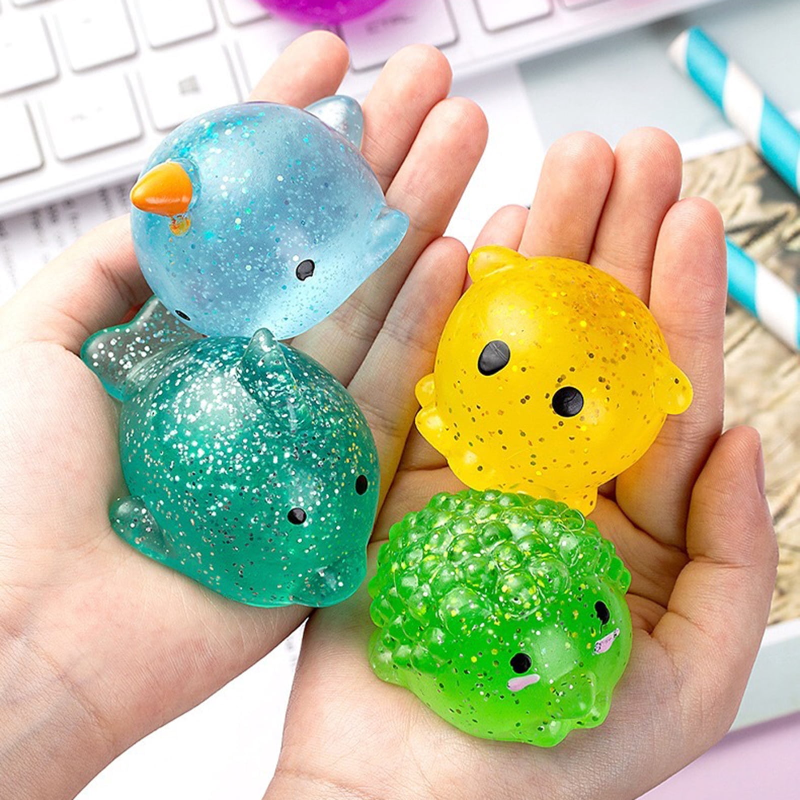Frogued Animal Squishes Toy Glitter Sequins Rabbit Chick Dolphin Whale ...