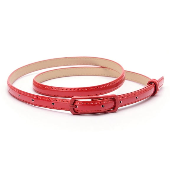 Frogued Belt Thin Style Adjustable Faux Leather Women Waist Belt for Daily Wear (Red)