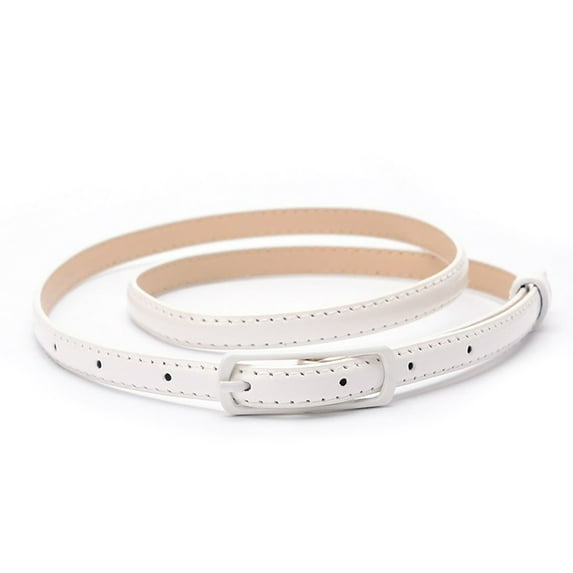 Frogued Belt Thin Style Adjustable Faux Leather Women Waist Belt for Daily Wear (White)