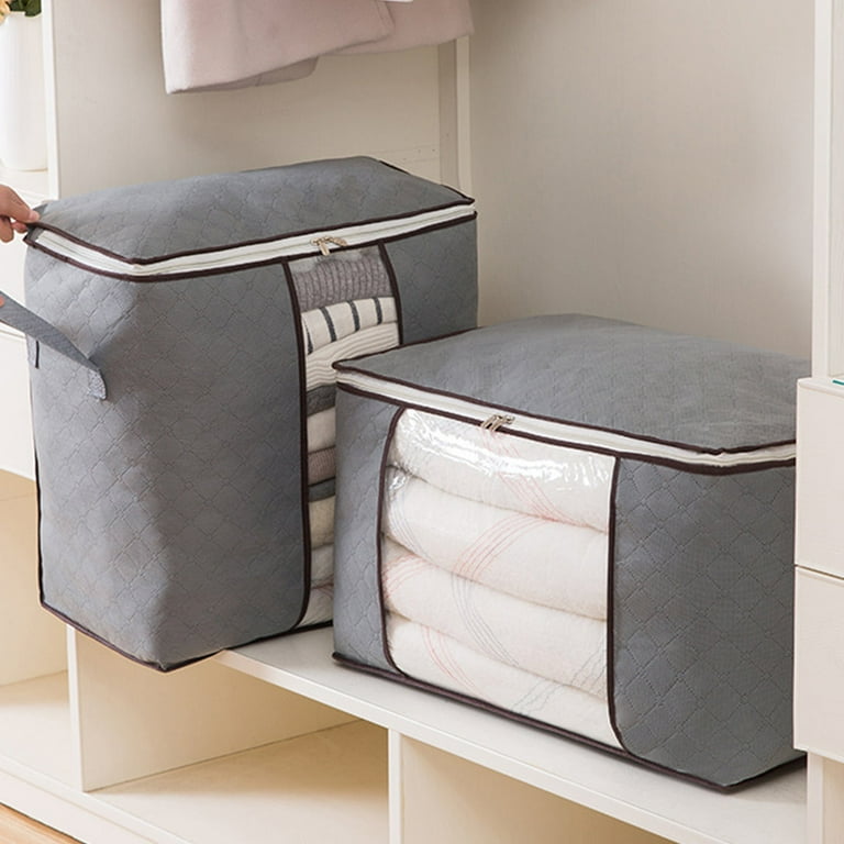 Frogued Blanket Storage Bag Foldable Space saving Non woven Fabric Folding Stackable Blanket Storage Bag for Wardrobe Pink L Walmart