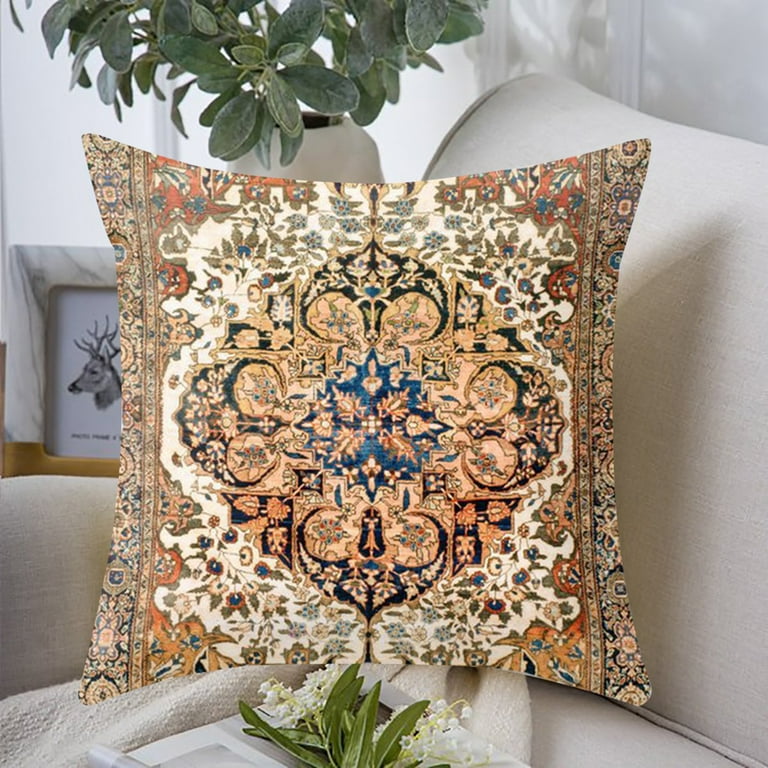 Frogued Bohemian Style Pillowcase Washable Flax Hidden Zipper Throw Pillow Cover for Bed Room C Walmart