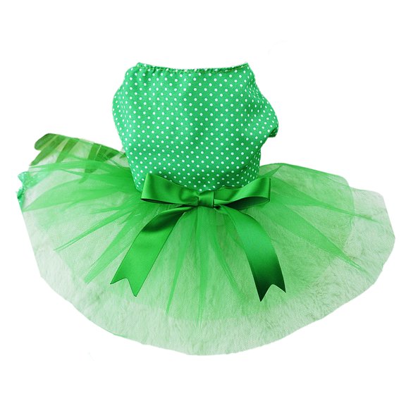 Frogued Breathable Pets Dress Easy Wear Polyester Dot Pattern Thin Dog Costume for Summer (Green,2XL)