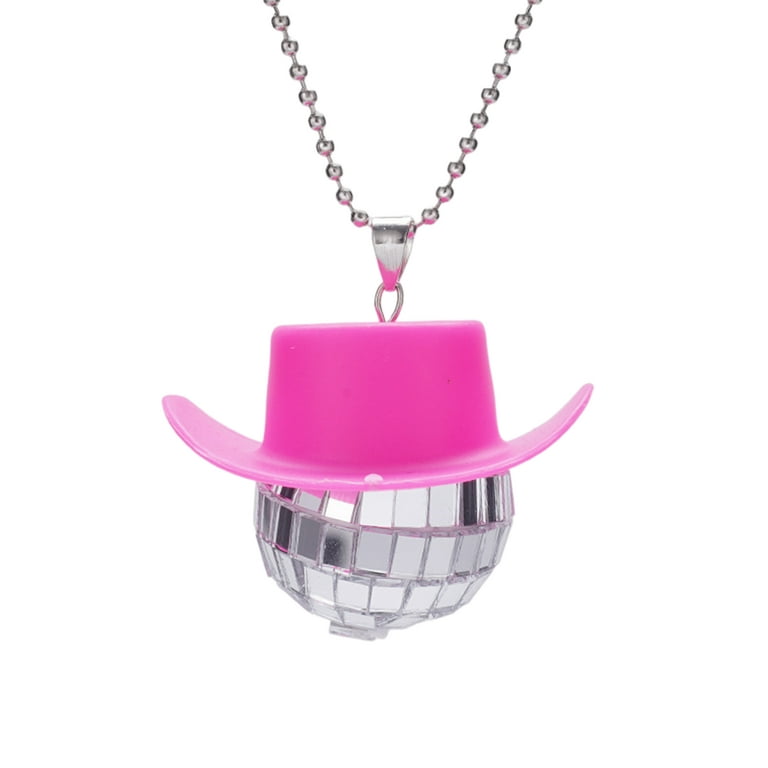 Frogued Car Hanging Cowboy Hat Ball Shiny Mirror Effect Reflective Car Rear  View Mirror Cowgirl Hat Mirror Disco Ball Ornament Auto Accessories (Type  A) 