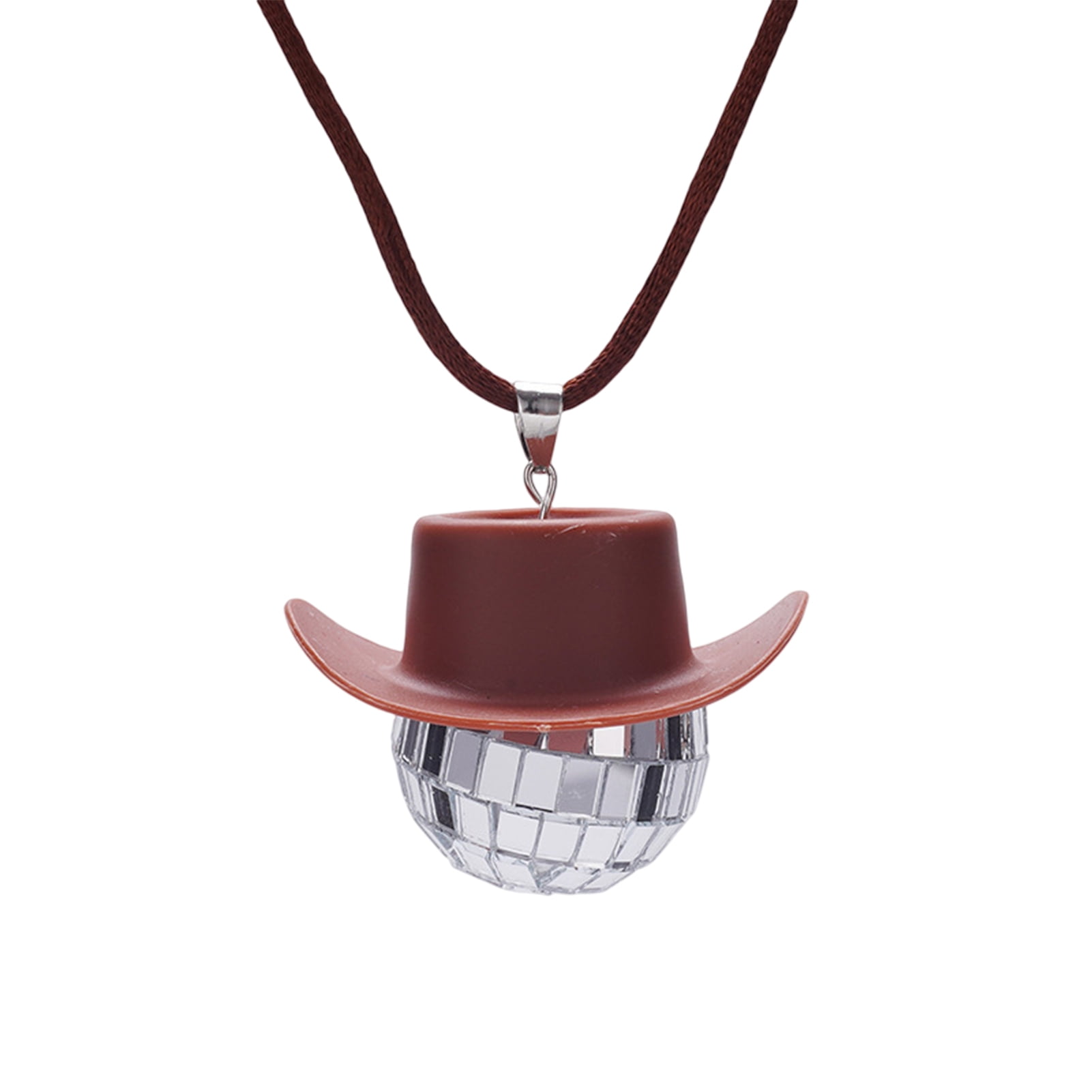 Frogued Car Hanging Cowboy Hat Ball Shiny Mirror Effect Reflective Car Rear  View Mirror Cowgirl Hat Mirror Disco Ball Ornament Auto Accessories (Type  D) 