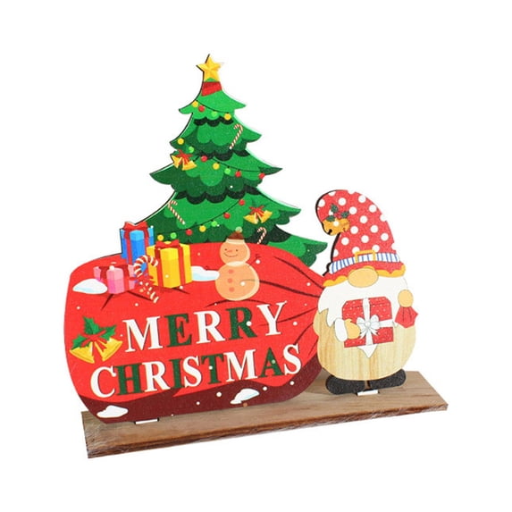 Frogued Christmas Wood Sign DIY Adorable Gifts Sturdy Anti-fade Home Decoration Crafts Merry Xmas Santa Claus Gnome Desktop Ornament Party Supplies (Type D)