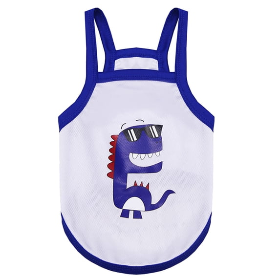 Frogued Cute Dog Puppy Sleeveless Avocado Dinosaur Print Vest Camisole Pet Clothing (Blue White,XL)