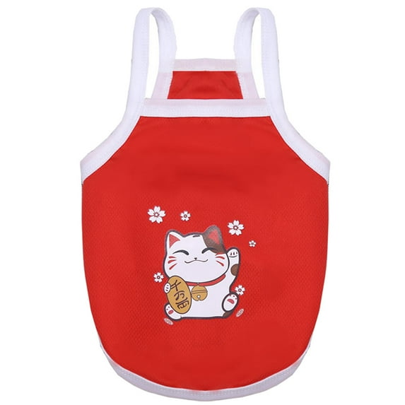 Frogued Cute Dog Puppy Sleeveless Avocado Dinosaur Print Vest Camisole Pet Clothing (Red,L)