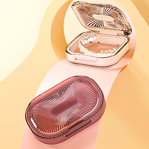 Frogued Denture Box Good Sealing High Capacity Portable Waterproof Light Luxury Denture Bath Case Box Holder for Daily Use (Grey,S)