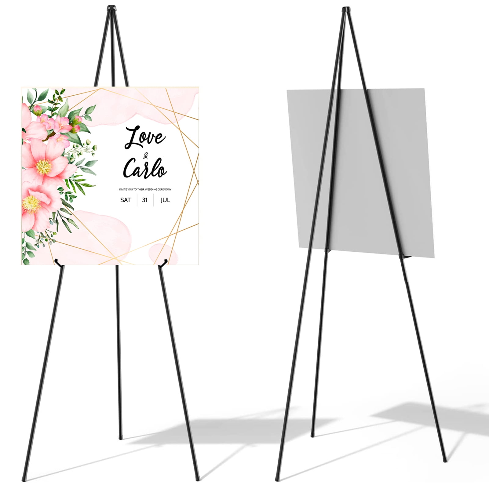 Frogued Display Stand Adjustable Height Anti-slip Solid Collapsible Fixed  Poster Metal Wedding Sign White Easel Stand The Party (Golden,1pc)