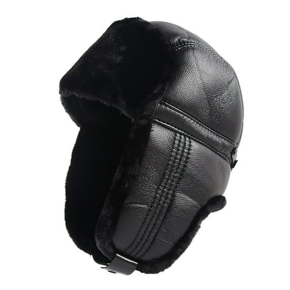 Frogued Ear Flap Hats Skin-friendly Breathable Accessory Winter Ear Flap Ski Hat for Aviator Black,L