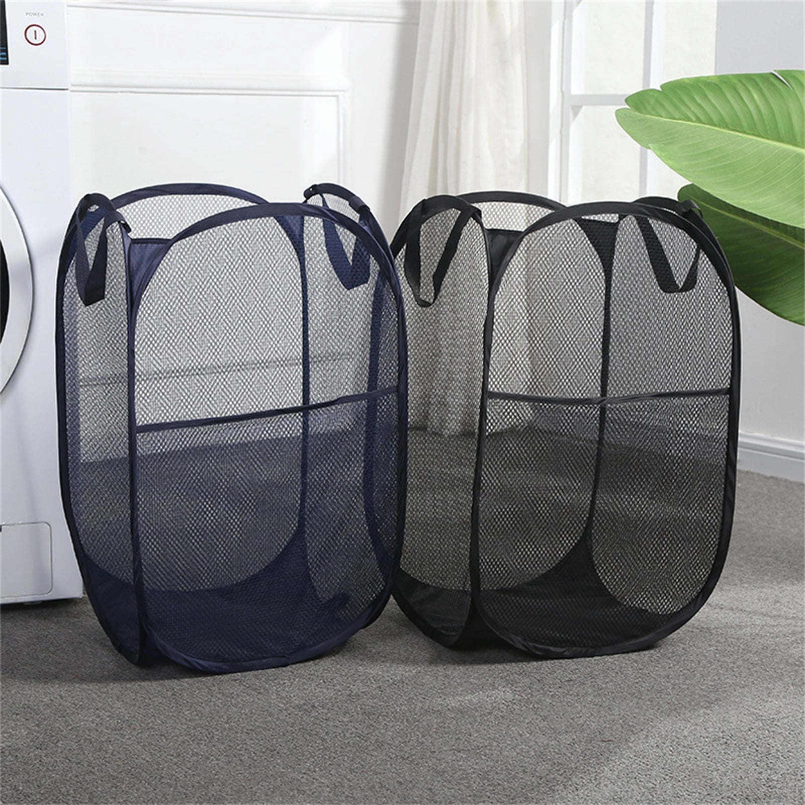 Meeall 2-Pack Extra Large Mesh Laundry Bags With Drawstring, 27x36 Inch Heavy Duty Breathable Hamper Bag For College, Dorm, Travel, Black